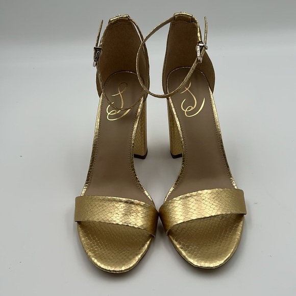 2525- Sam Edelman Yaro Gold Boa Print Ankle Strap Sandals Size 9.5 M NWT - Picture 4 of 10
